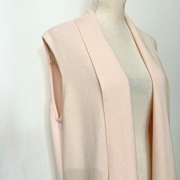 TED BAKER SOFT PINK LONG RIBBED KNIT COMBO SLEEVELESS BLAZER VEST - L - Picture 4 of 8